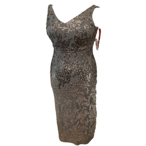 R & M Richards Gunmetal Ombré Sequin Party Dress Plus‎ size 18W New! - Picture 5 of 12